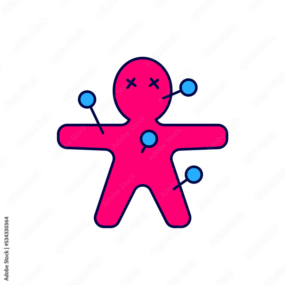 Filled outline Voodoo doll icon isolated on white background. Happy Halloween party. Vector Filled outline Voodoo doll icon isolated on white background. Happy Halloween party. Vector