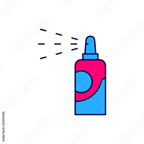 Filled outline Spray can for hairspray, deodorant, antiperspirant icon isolated on white background. Vector