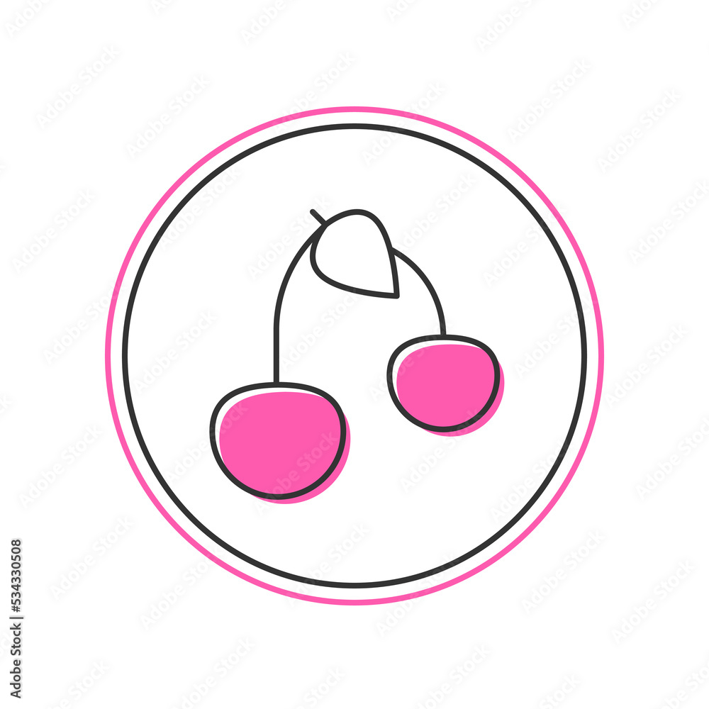 Filled outline Cherry icon isolated on white background. Fruit with leaf symbol. Vector Filled outline Cherry icon isolated on white background. Fruit with leaf symbol. Vector