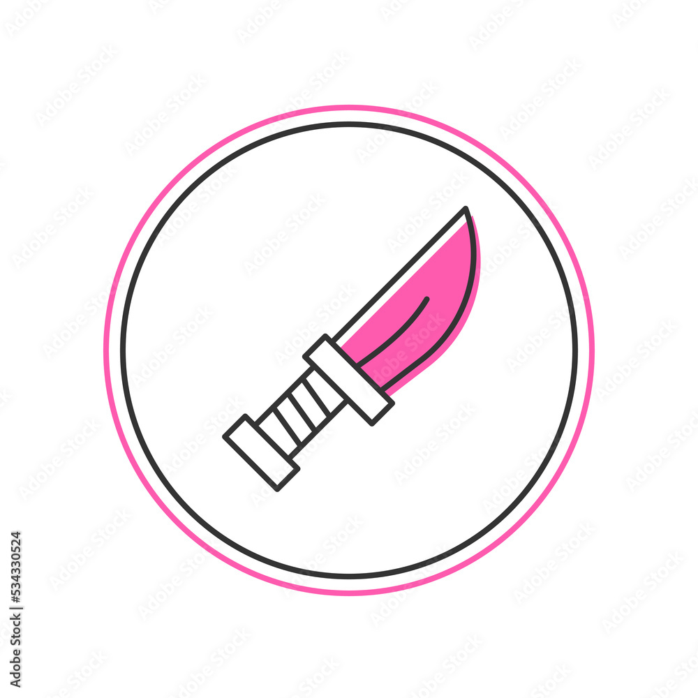 Filled outline Dagger icon isolated on white background. Knife icon. Sword with sharp blade. Vector