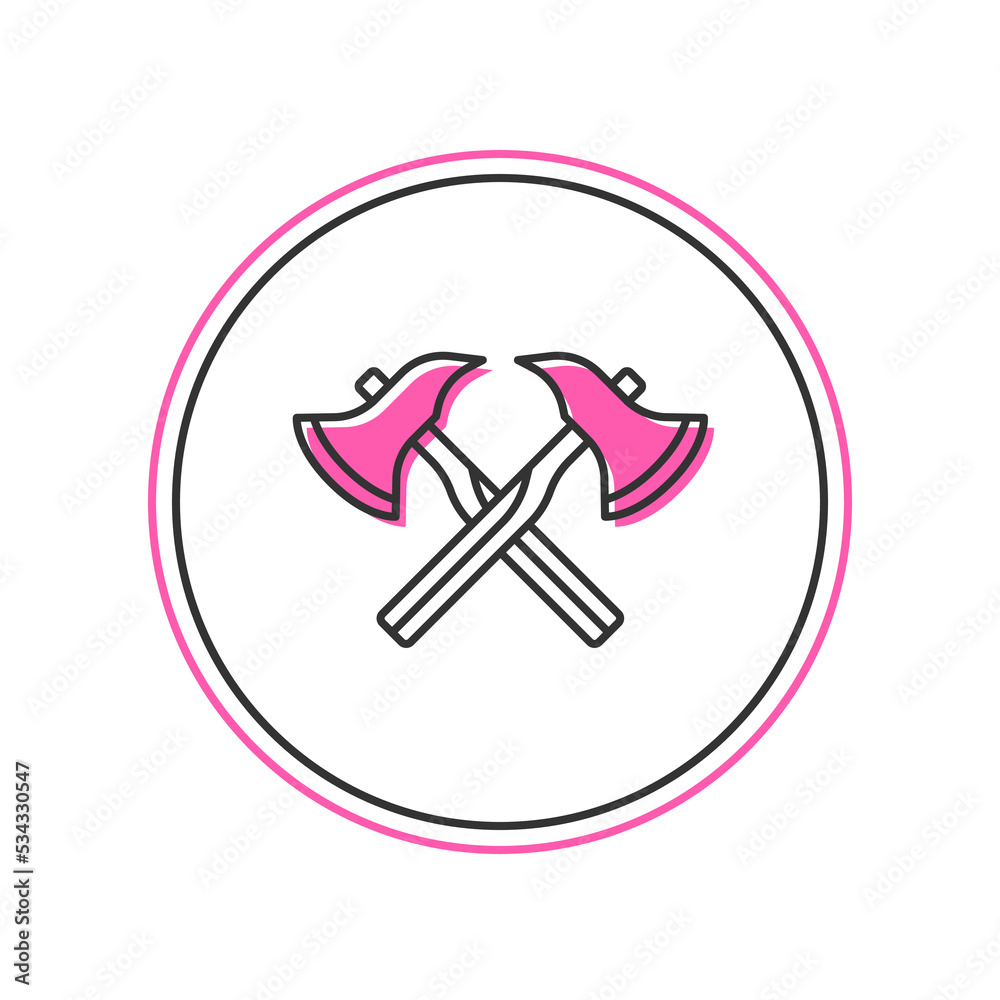 Filled outline Firefighter axe icon isolated on white background. Fire axe. Vector Filled outline Firefighter axe icon isolated on white background. Fire axe. Vector