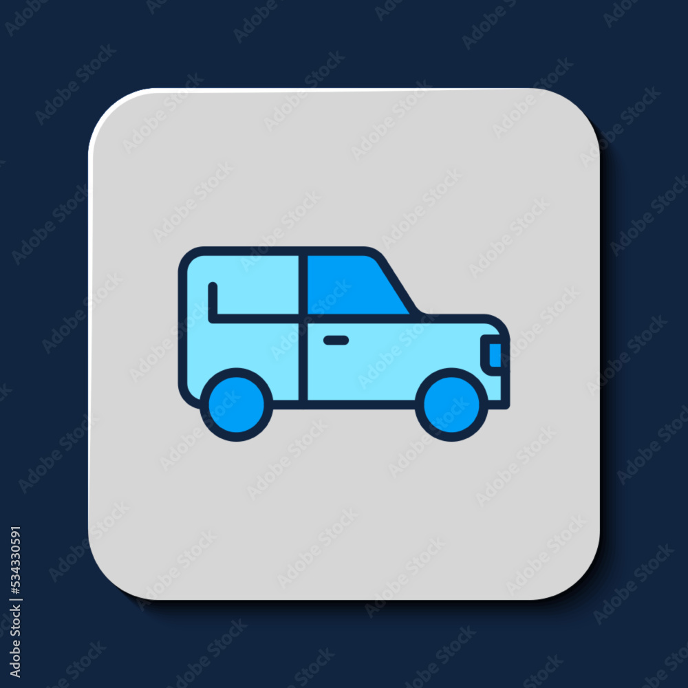 Filled outline Car icon isolated on blue background. Vector Filled outline Car icon isolated on blue background. Vector