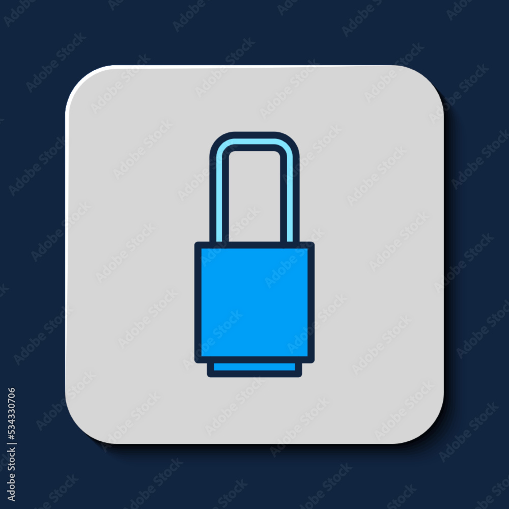 Filled outline Lock icon isolated on blue background. Padlock sign. Security, safety, protection, privacy concept. Vector Filled outline Lock icon isolated on blue background. Padlock sign. Security, safety, protection, privacy concept. Vector