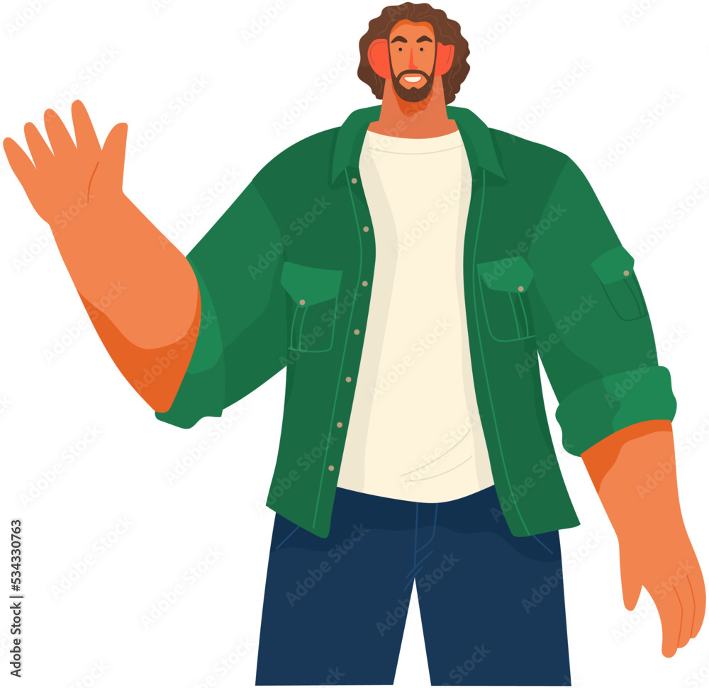 Portrait of smiling man saying hello and waving with hand. Hi or bye gesture. Happy guy greeting and welcoming smb. Guy say bye and gesturing in friendly way. People greeting motion Portrait of smiling man saying hello and waving with hand. Hi or bye gesture. Happy guy greeting and welcoming smb. Guy say bye and gesturing in friendly way. People greeting motion