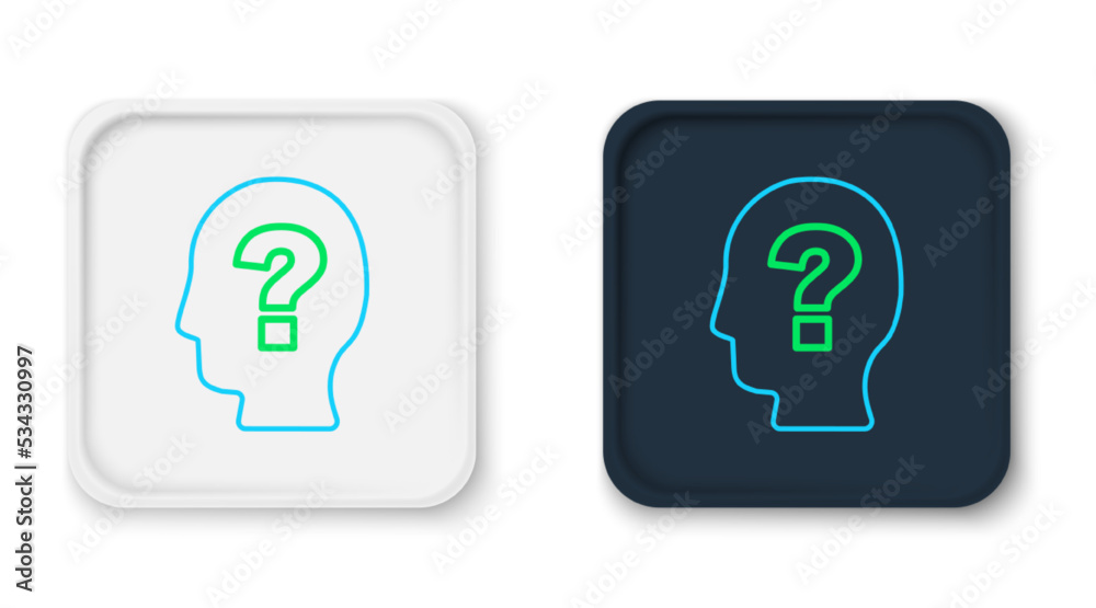 Line Human head with question mark icon isolated on white background. Colorful outline concept. Vector Line Human head with question mark icon isolated on white background. Colorful outline concept. Vector