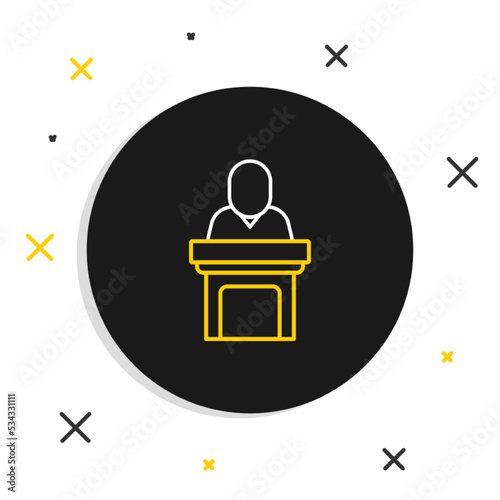 Line Church pastor preaching icon isolated on white background. Colorful outline concept. Vector