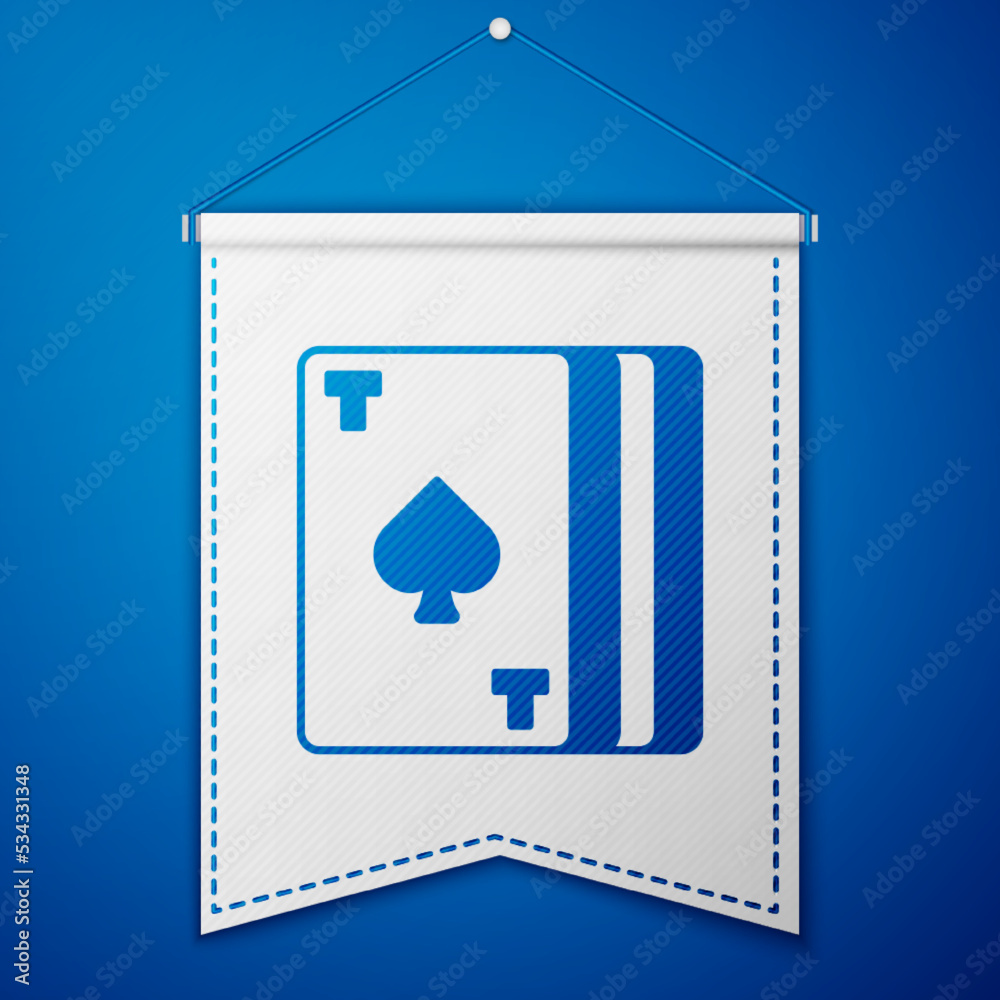 Blue Deck of playing cards icon isolated on blue background. Casino gambling. White pennant template. Vector Blue Deck of playing cards icon isolated on blue background. Casino gambling. White pennant template. Vector