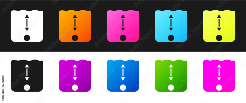 Set Depth measurement icon isolated on black and white background. Water depth. Vector Set Depth measurement icon isolated on black and white background. Water depth. Vector