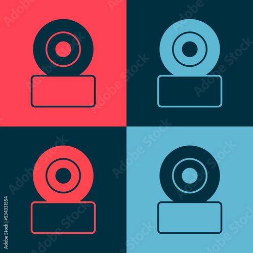 Pop art Skateboard wheel icon isolated on color background. Skate wheel. Vector