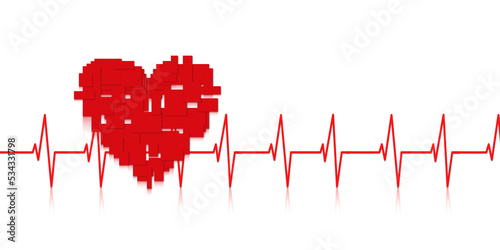 illustrazione astratta di cuore e grafico di ritmo cardiaco su sfondo trasparente - salute e prevenzione photo