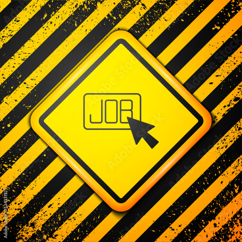 Black Search job icon isolated on yellow background. Recruitment or selection concept. Human resource and recruitment for business. Warning sign. Vector