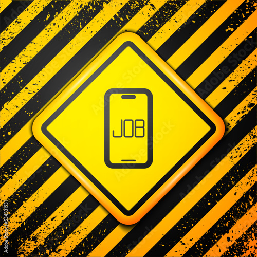 Black Search job icon isolated on yellow background. Recruitment or selection concept. Human resource and recruitment for business. Warning sign. Vector