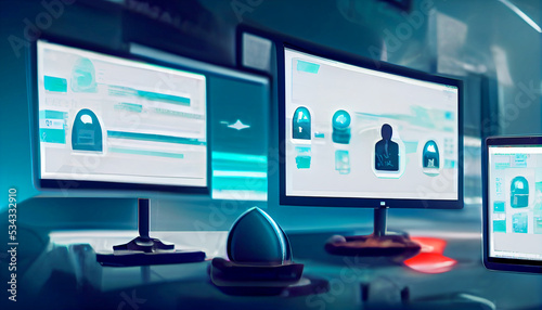 Endpoint Security - Endpoint Protection - Multiple Devices Protected Within a Network, intelligence internet and modern technology concept on virtual screen photo