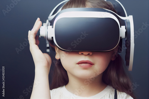 Maedchen mit VR-Brille AI Digital llustration 3D Render No Natural Human
