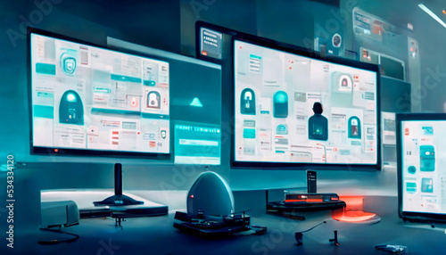 Endpoint Security - Endpoint Protection - Multiple Devices Protected Within a Network, intelligence internet and modern technology concept on virtual screen photo