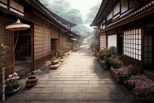 Traditional Japanese house with blossoms © ZenArt