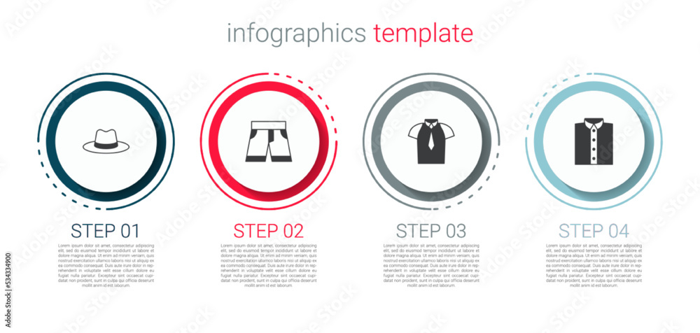Set Man hat, Short or pants, Shirt and . Business infographic template. Vector