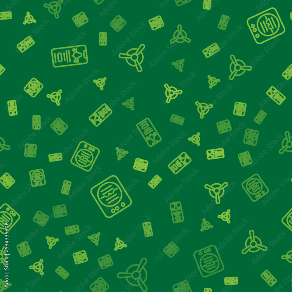 Set line Mobile with ticket, Attitude indicator and Plane propeller on seamless pattern. Vector