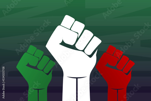 Protests in Iran. Template for background, banner, poster. Vector EPS10 illustration.