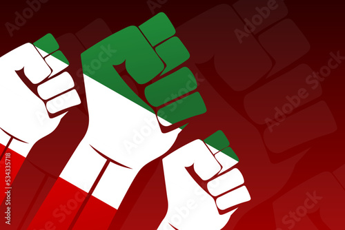 Protests in Iran. Template for background, banner, poster. Vector EPS10 illustration.