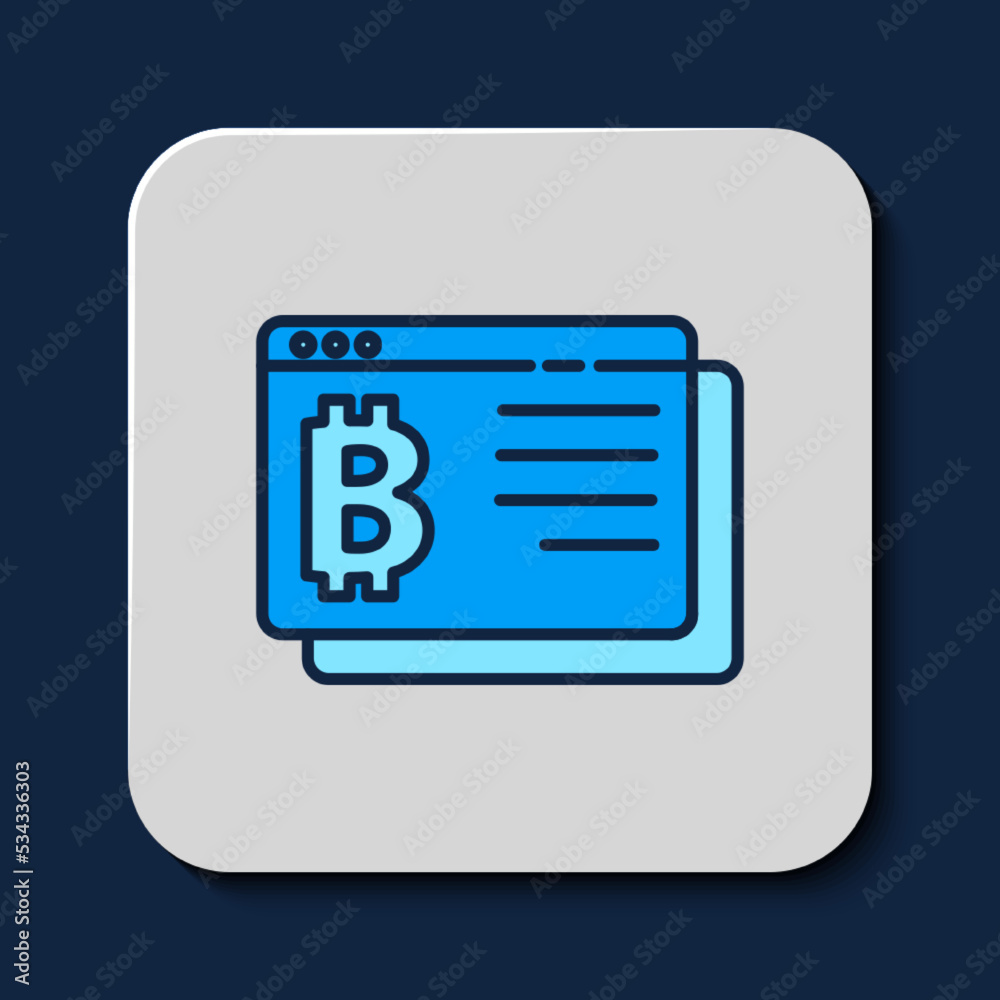 Filled outline Cryptocurrency coin Bitcoin icon isolated on blue background. Physical bit coin. Blockchain based secure crypto currency. Vector Filled outline Cryptocurrency coin Bitcoin icon isolated on blue background. Physical bit coin. Blockchain based secure crypto currency. Vector