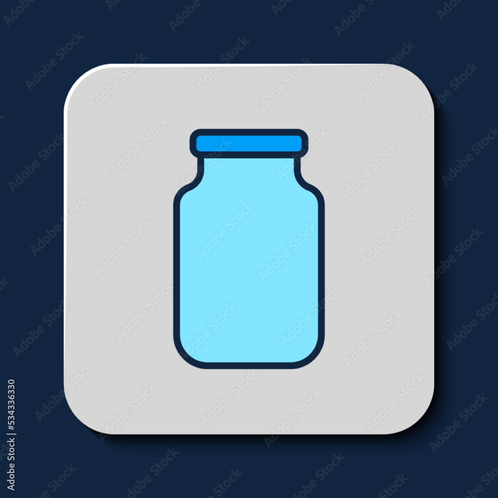 Filled outline Glass jar with screw-cap icon isolated on blue background. Vector Filled outline Glass jar with screw-cap icon isolated on blue background. Vector
