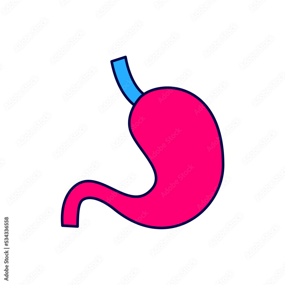 Fototapeta premium Filled outline Human stomach icon isolated on white background. Vector