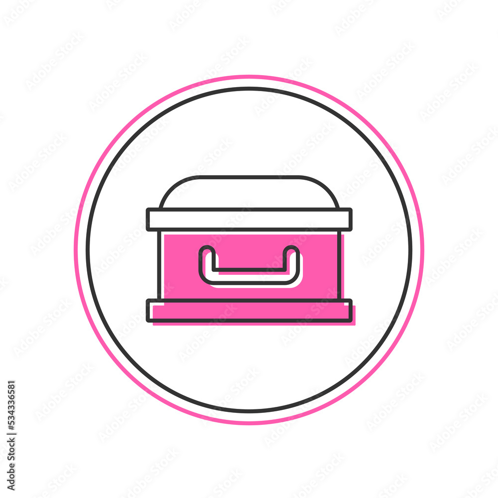 Filled outline Coffin with christian cross icon isolated on white background. Happy Halloween party. Vector Filled outline Coffin with christian cross icon isolated on white background. Happy Halloween party. Vector