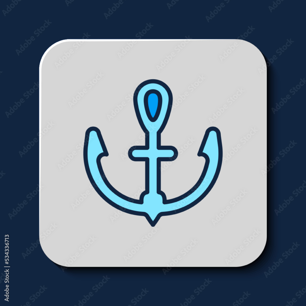 Filled outline Anchor icon isolated on blue background. Vector Filled outline Anchor icon isolated on blue background. Vector