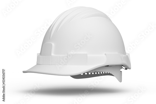 Yellow safety helmet or hard cap isolated on white monochrome background