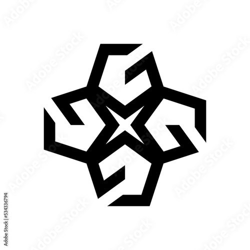 Initial letter G, G4 or 4G logo template with geometric plus or cross symbol in flat design monogram symbol