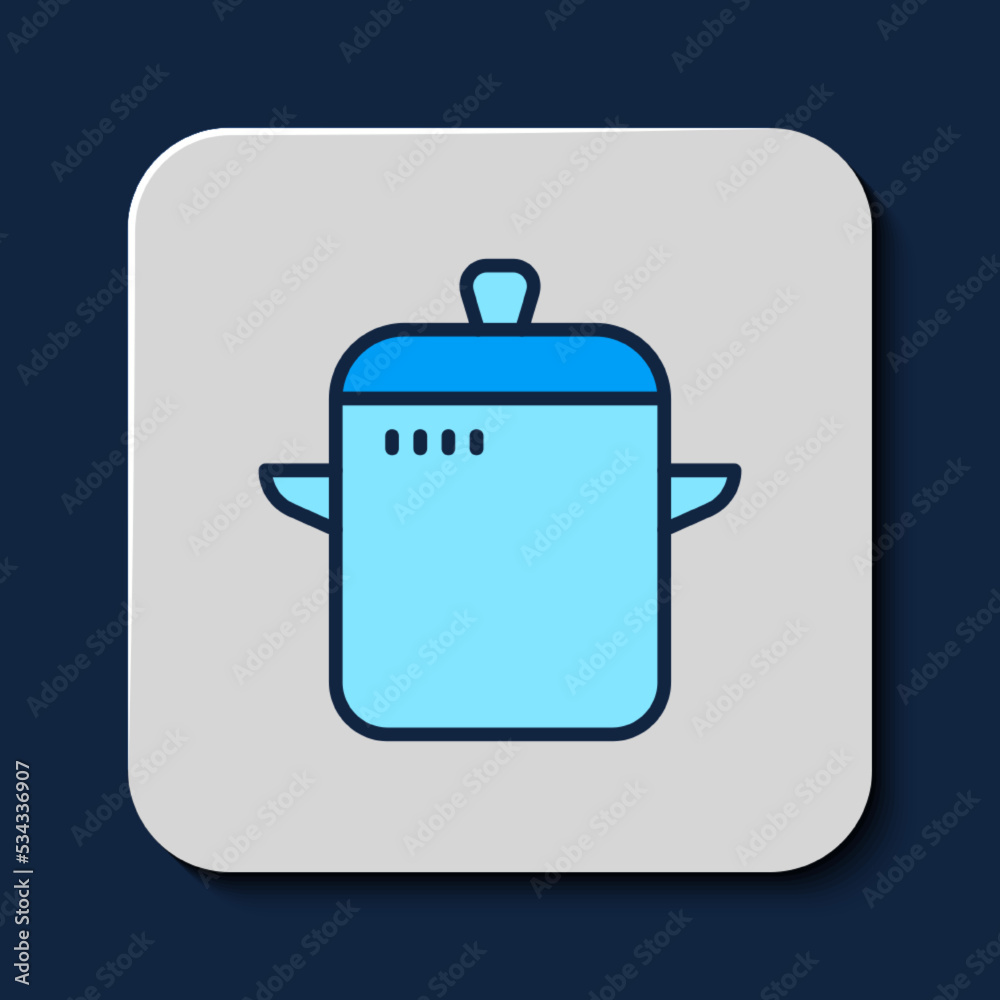 Filled outline Cooking pot icon isolated on blue background. Boil or stew food symbol. Vector Filled outline Cooking pot icon isolated on blue background. Boil or stew food symbol. Vector