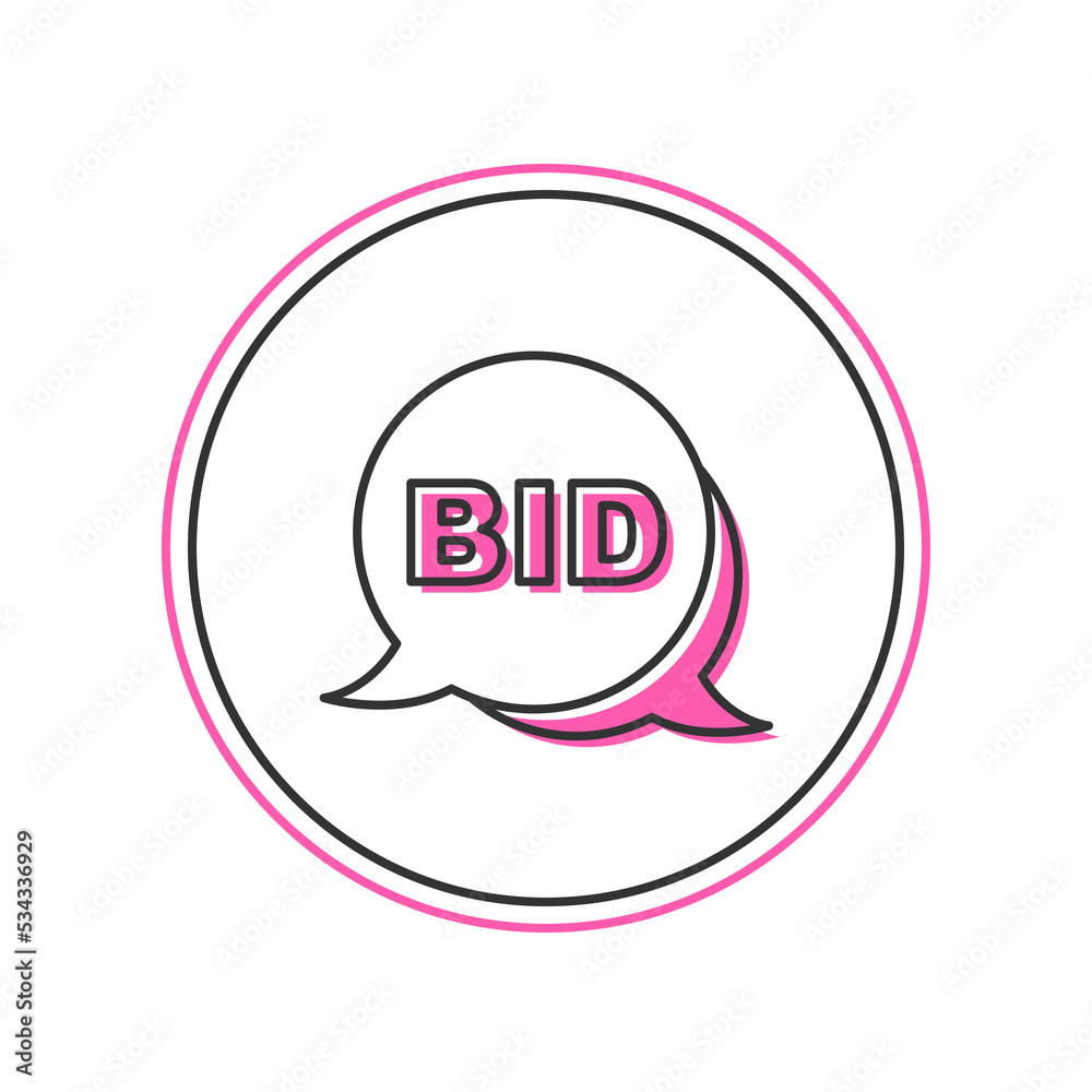 Filled outline Bid icon isolated on white background. Auction bidding. Sale and buyers. Vector