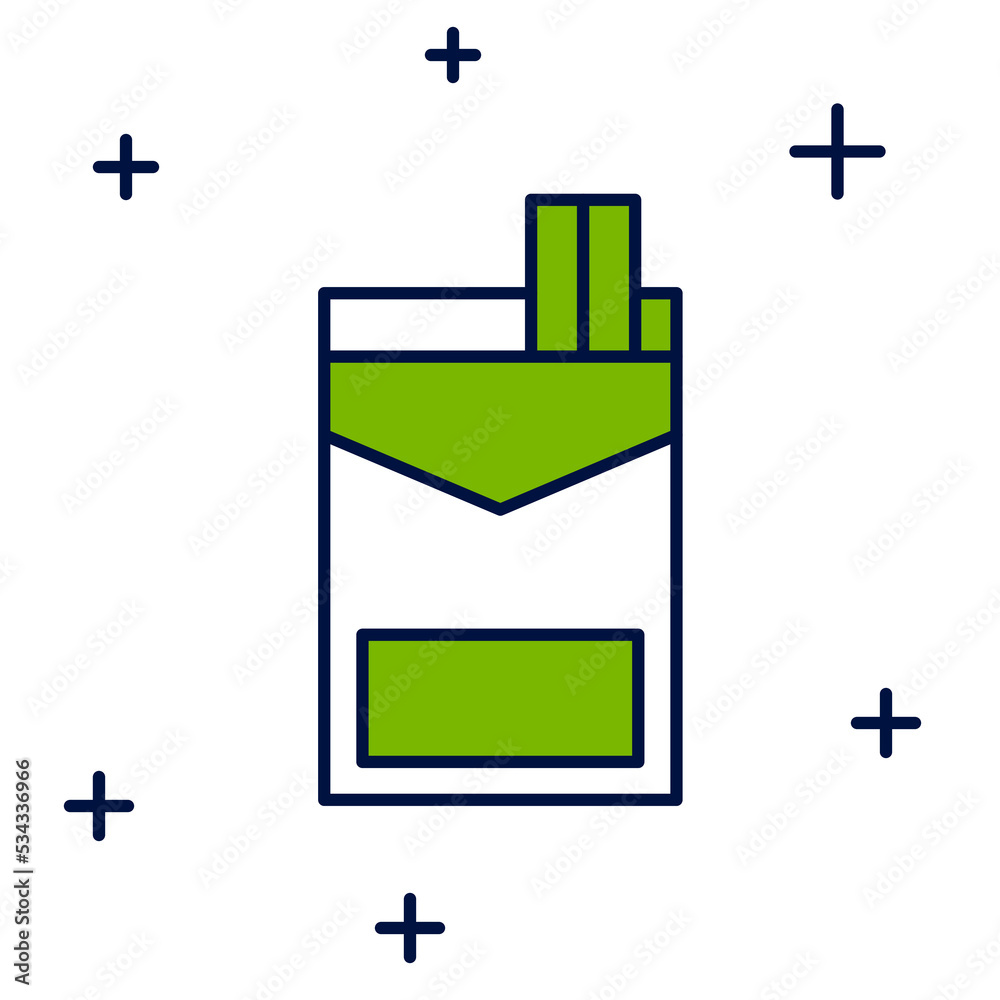 Filled outline Cigarettes pack box icon isolated on white background. Cigarettes pack. Vector