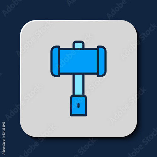 Filled outline Medieval battle hammer icon isolated on blue background. Vector