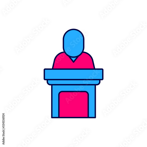 Filled outline Church pastor preaching icon isolated on white background. Vector
