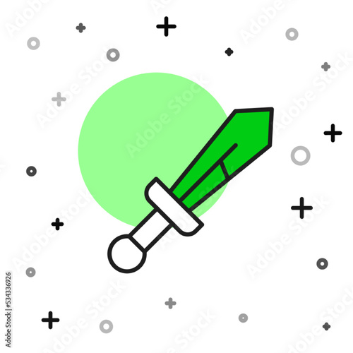Filled outline Medieval sword icon isolated on white background. Medieval weapon. Vector