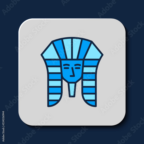 Filled outline Egyptian pharaoh icon isolated on blue background. Vector