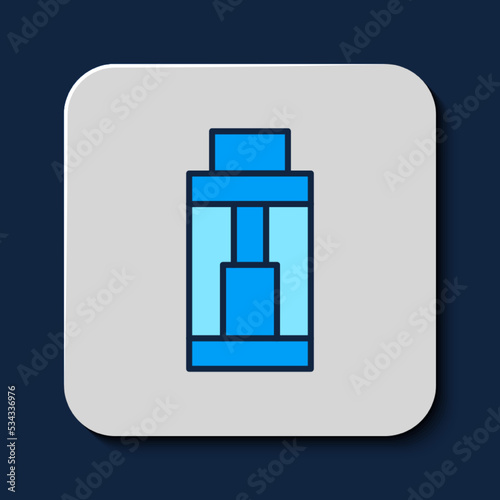 Filled outline Vape mod device icon isolated on blue background. Vape smoking tool. Vaporizer Device. Vector