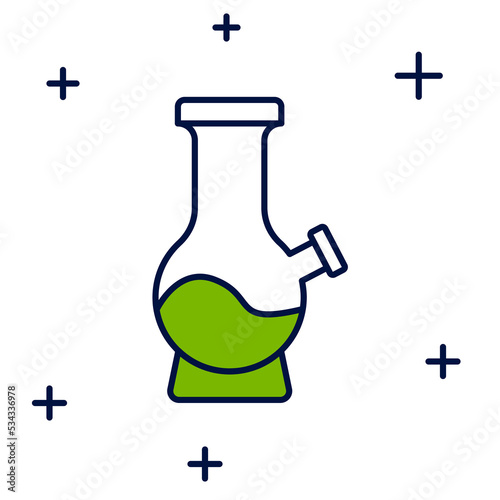 Filled outline Glass bong for smoking marijuana or cannabis icon isolated on white background. Vector