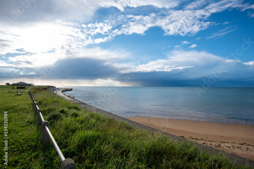 Coastline of Thanet, Westgate cliff top overlooking Westgate beach and  photo