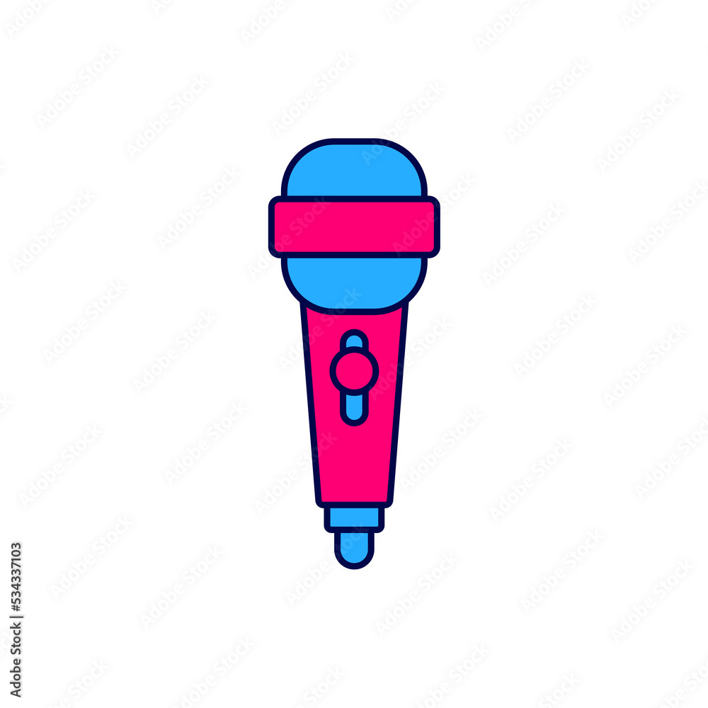 Filled outline Microphone icon isolated on white background. On air radio mic microphone. Speaker sign. Vector Filled outline Microphone icon isolated on white background. On air radio mic microphone. Speaker sign. Vector