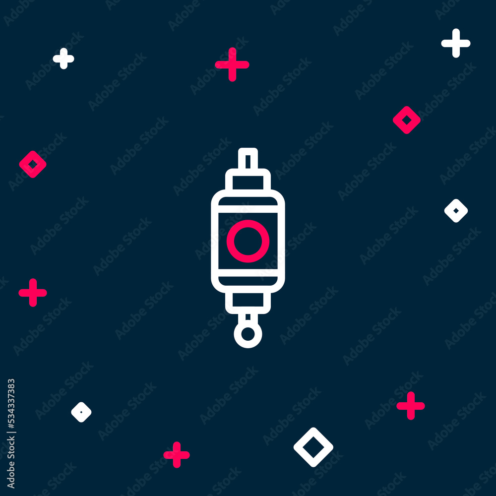 Line Chinese paper lantern icon isolated on blue background. Colorful outline concept. Vector Line Chinese paper lantern icon isolated on blue background. Colorful outline concept. Vector