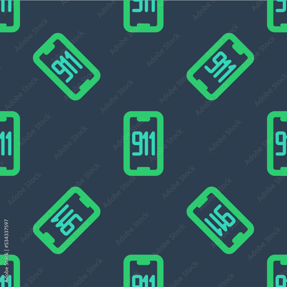 Line Mobile phone with emergency call 911 icon isolated seamless pattern on blue background. Police, ambulance, fire department, call, phone. Vector Line Mobile phone with emergency call 911 icon isolated seamless pattern on blue background. Police, ambulance, fire department, call, phone. Vector