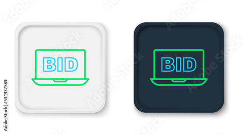 Line Online auction icon isolated on white background. Bid sign. Auction bidding. Sale and buyers. Colorful outline concept. Vector