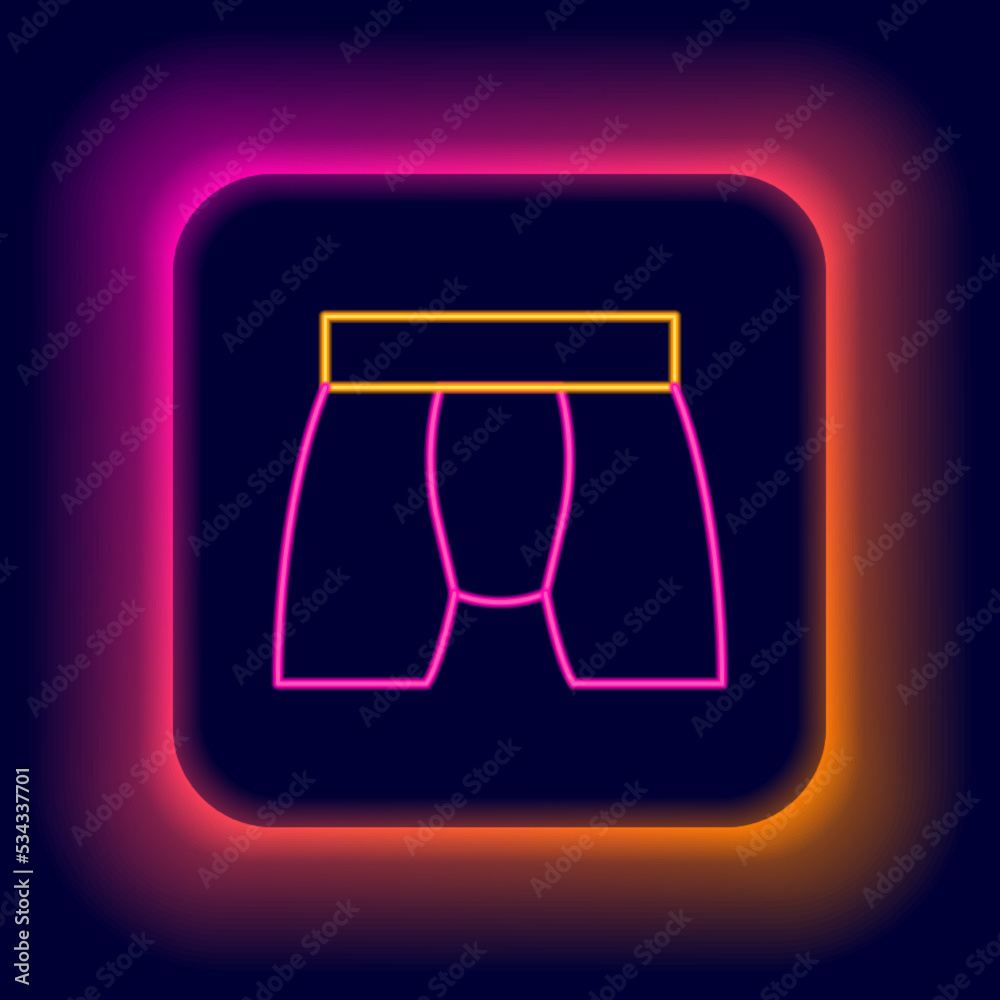 Glowing neon line Men underpants icon isolated on black background. Man underwear. Colorful outline concept. Vector