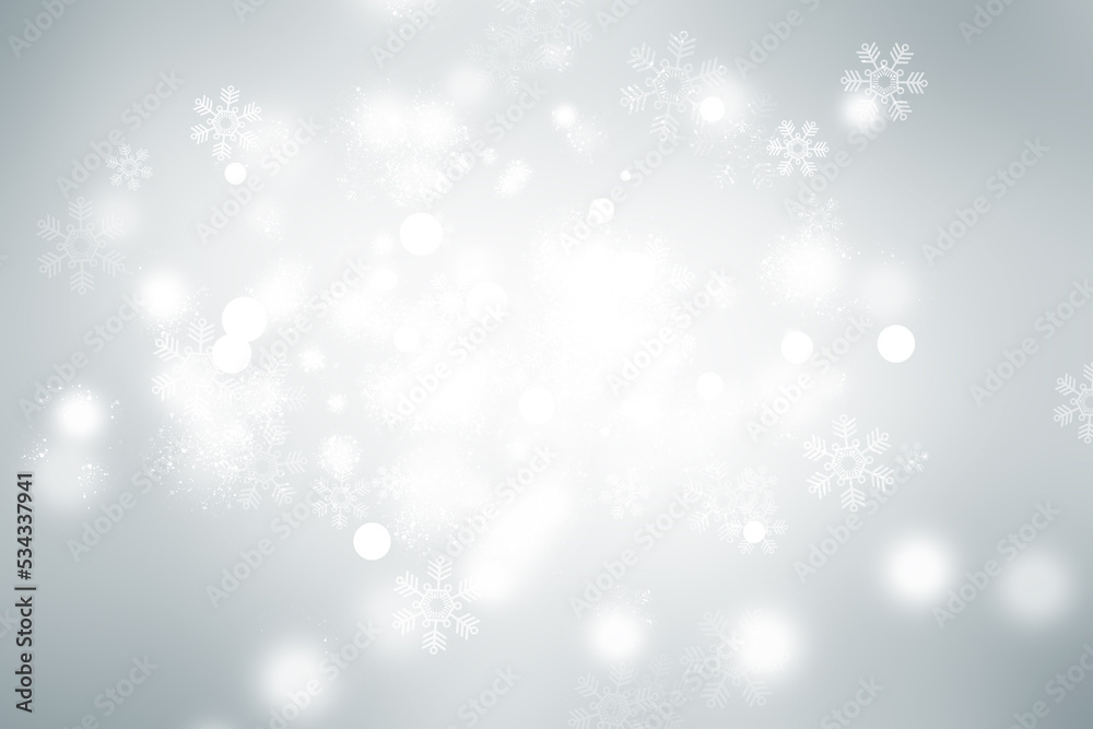 White snowflake blurred on gray defocused background, Luxury christmas shine wallaper. White snowflake blurred on gray defocused background, Luxury christmas shine wallaper.