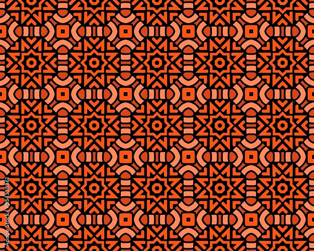 Fototapeta premium Oriental ethnic seamless repeatable pattern traditional geometric lines stripes background Design
