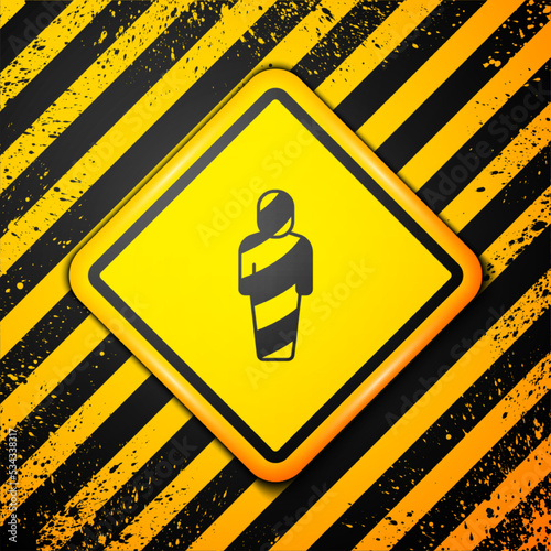 Black Egypt mummy icon isolated on yellow background. Warning sign. Vector