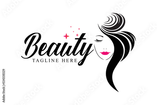 Beauty hair salon logo design.